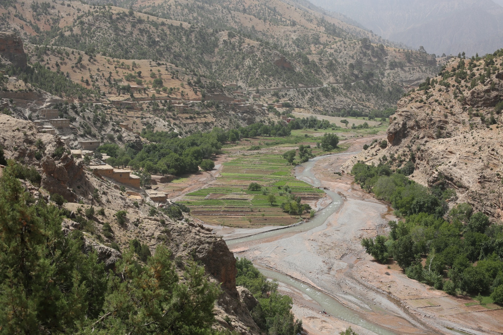 Oued Lakhdar : cultures irriguées en plein lit majeur de la rivière